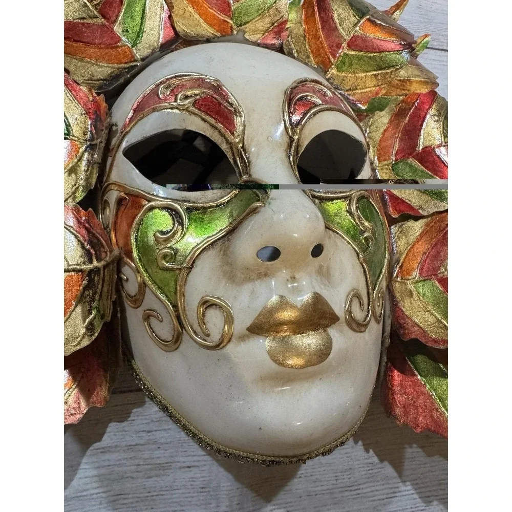 Vintage Hand Painted Masquerade Venetian Mask Original Venezia Italy Fall Color